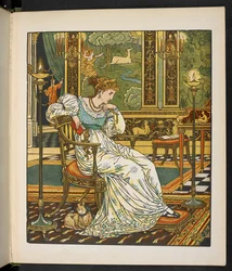 Illustrazione per la storia, la Cerva nel bosco