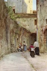 Benedizione delle case, Riviera Italiana (litografia a colori)