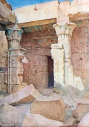 Tempio di Der El-Medineh a Tebe (litografia a colori)