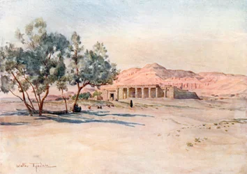 Tempio di Seti I a Gurna, Tebe (litografia a colori)