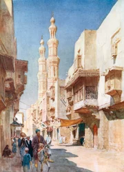 I due minareti di El-Muayyad (litografia a colori)