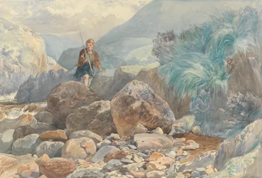 Glencoe: un pastorello che attraversa un ruscello