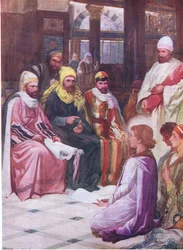 Gesù bambino nel tempio, da The Bible Picture Book pubblicato da Thomas Nelson, c.1950