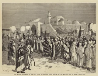 Pellegrinaggio di un artista in Terra Santa, III, pellegrini che sparano saluti alla presunta tomba di Mosè, Neby Musa