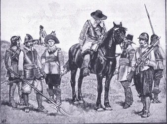 Tipi di soldati cromwelliani, da La Storia del Popolo Britannico di Cassell pubblicato da Waverley Book Company Limited, c.1940