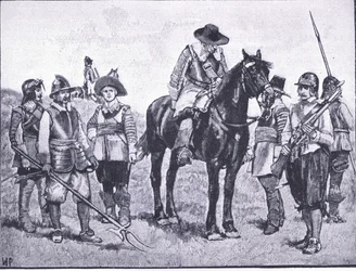 Tipi di soldati cromwelliani, illustrazione da The History of the British People pubblicata da Waverley, c.1940