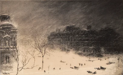 Angolo tra la 17a strada e Pennsylvania Avenue, N.W. durante la bufera di neve del 1899