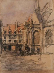 Rue Sainte Catherine e i vecchi portici, Dieppe, c.1900