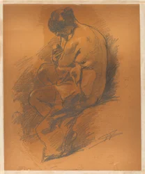 Studio di nudo di una donna seduta