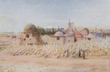 Il cimitero musulmano e vista del Monte Hermon, Damasco