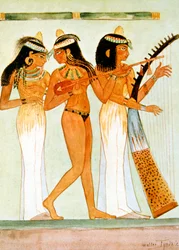 Musicisti egiziani antichi e una danzatrice