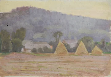 Paesaggio con covoni di fieno