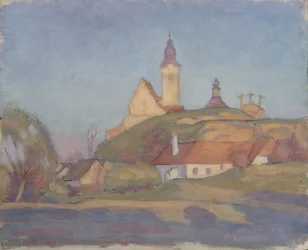 Paesaggio con chiesa