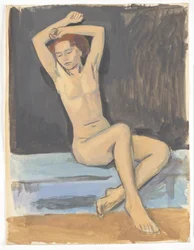 Nudo femminile con braccia alzate