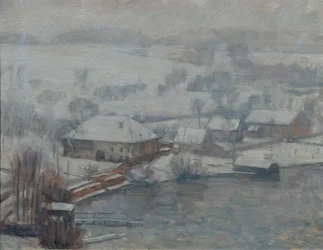 Paesaggio invernale sul lago Attersee