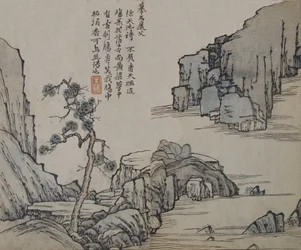 Paesaggio dopo Ma Yuan attivo ca. 1190-1225, dal Mustard Seed Garden..., Prima edizione, 1679