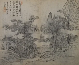 Paesaggio dopo Xia Gui attivo ca. 1195-1230, dal Manuale di pittura del giardino dei semi di senape, Prima edizione