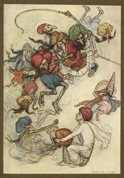 Tavola 4: "Invece di dolci circa una ventina di demoni." Fiabe popolari del Bengala ... Con 32 illustrazioni a colori di Warwick Goble (Edizione di lusso)