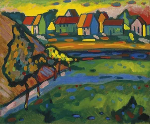 Villaggio bavarese con un campo, circa 1908