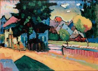 Paesaggio con una casa verde