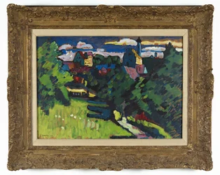 Murnau - vista con castello, chiesa e ferrovia