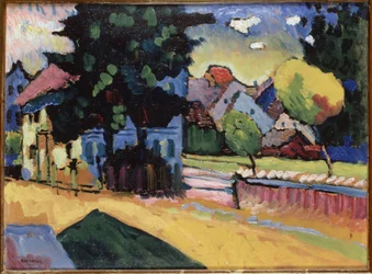 Paesaggio con casa verde