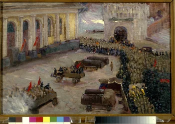 La rivoluzione russa di febbraio 1917 a Mosca. Dipinto di Vasili Nikitich Meshkov (1868-1946)