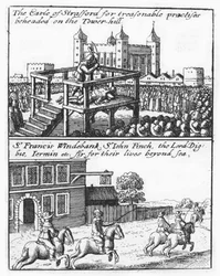 Il conte di Stafford decapitato a Tower Hill; Sir Francis Windebank, Sir John Finch e Lord Digby fuggono dall