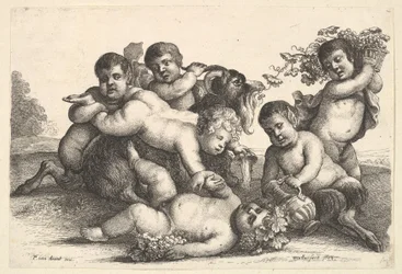 Quattro ragazzi, due satiri e una capra