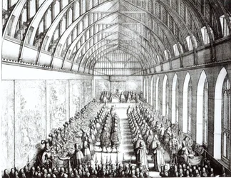 Festa del Giarrettiere nella Sala di San Giorgio, Windsor, al tempo di Carlo II, 1672
