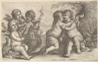 Gesù e San Giovanni che si abbracciano, con cherubini, 1646