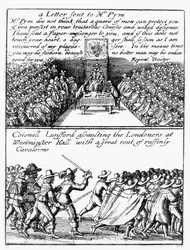 John Pym legge una lettera alla Camera dei Comuni; il colonnello Thomas Lunsford e i suoi soldati attaccano i londinesi