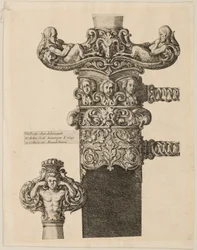 Stampa di disegni per un pomello, quillons e lucchetto