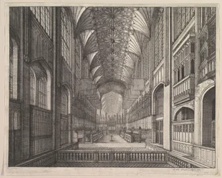 Coro della cappella di San Giorgio, Windsor (da "The Order of the Garter" di Elias Ashmole, 1672)