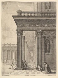 Cortile del Tempio con Figure, dopo David Teniers il Vecchio