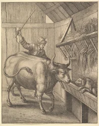 Il cane nella mangiatoia da illustrazione a Esopiche di John Ogilby: O una seconda raccolta..., 1666