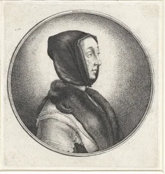 Donna con scialle nero e stola di pelliccia
