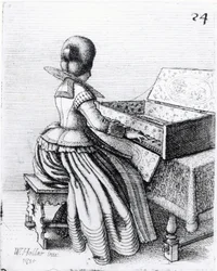 Donna che suona una tastiera, 1635
