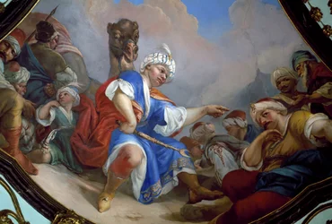 Affresco, sala principale del Castello di Ploskovice, Boemia, Repubblica Ceca