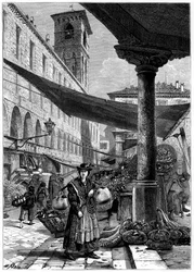 Mercato della frutta di Rialto, Venezia, Italia, XIX secolo