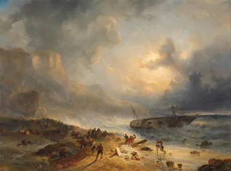Naufragio su una costa rocciosa