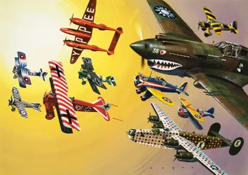 Montaggio di aerei con marcature colorate