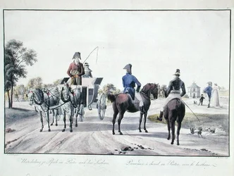 Cavalcare nel Prater Park, Vienna, inciso da Adam von Bartsch (1757-1821) 1804