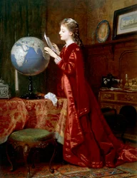 Luoghi lontani, di Wilhelm Amberg (1822-1899), olio su tela, 84x63 cm, Germania