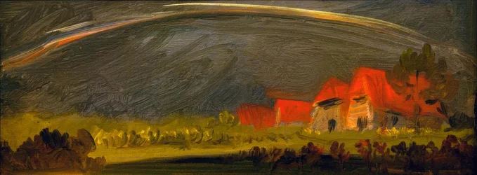 Paesaggio temporalesco con arcobaleno