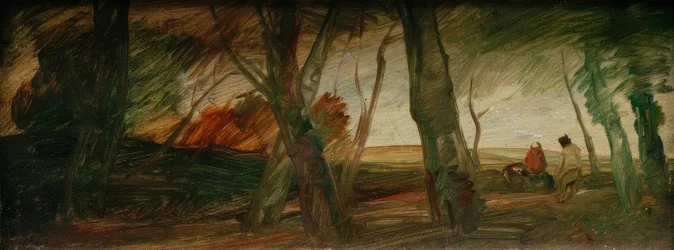 Paesaggio di fine autunno con due figure
