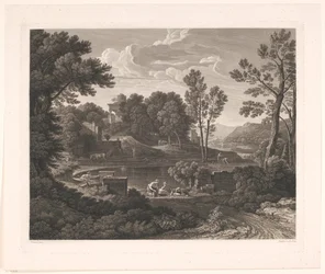 Paesaggio arcadico con monumenti funebri