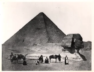 La Sfinge e la Grande Piramide di Khufu a Giza, c.1860