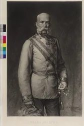 Francesco Giuseppe I in uniforme di gala da feldmaresciallo, il cappello di gala inclinato