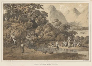 Villaggio Kanaka, Isole Bonin, 1855